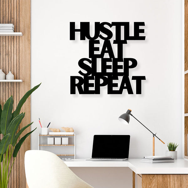 Wall Accents - Hustle Eat Sleep Repeat Typography Wall Art