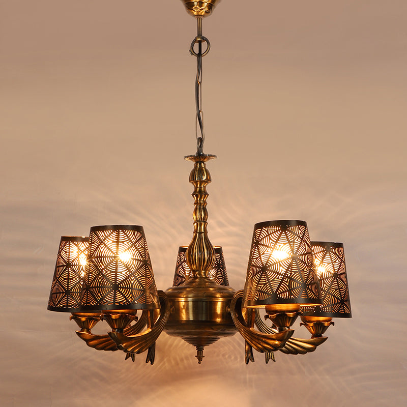 Ceiling Lamp - Thiva Etched Vistara Golden Antique Chandelier