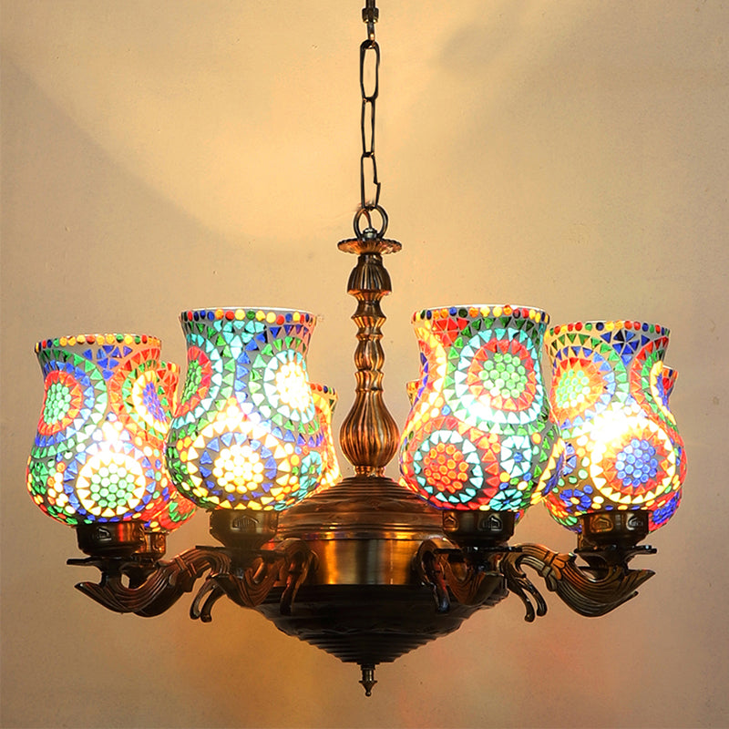 Ceiling Lamp - Zava Vilona Mosaic Golden Antique Chandelier