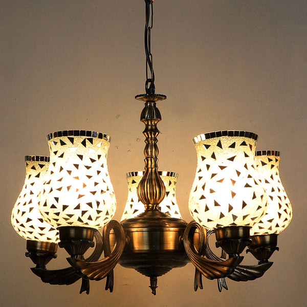 Buy Asta Vistara Mosaic Golden Antique Chandelier Ceiling Lamp from Vaaree