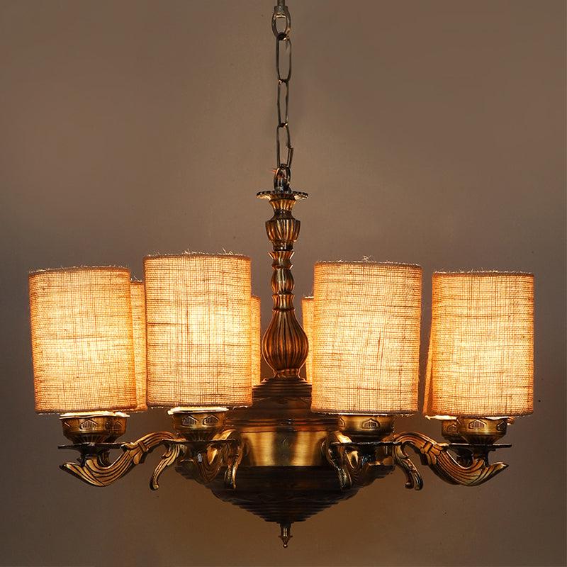 Buy Vilona Cylindrical Chandelier- Beige Ceiling Lamp from Vaaree