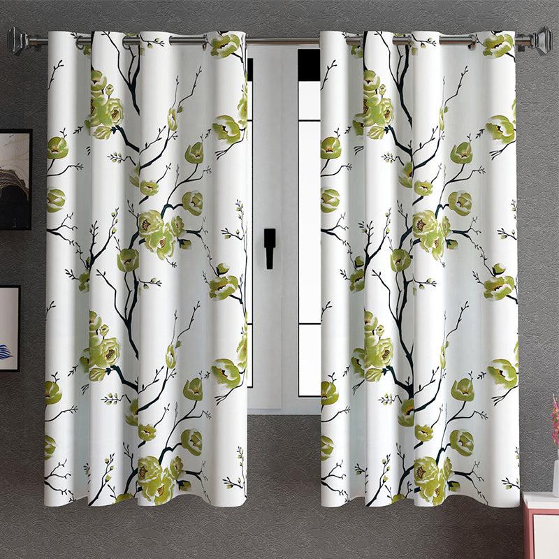 Buy Helio Floral Curtain (Green) - Set Of Two Curtains from Vaaree