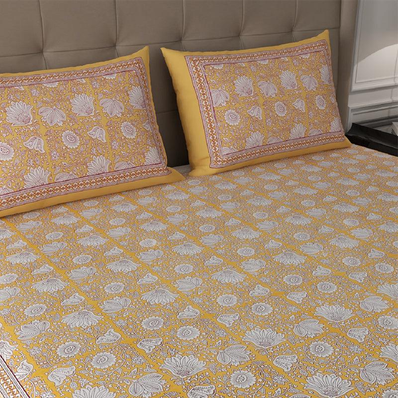 Buy Isai Ethic Bedsheet - Yellow Bedsheets from Vaaree