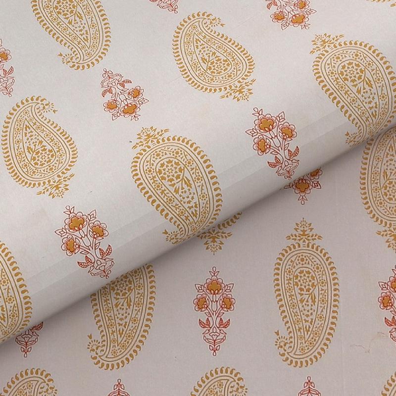 Buy Velma Ethnic Bedsheet - White & Orange Bedsheets from Vaaree