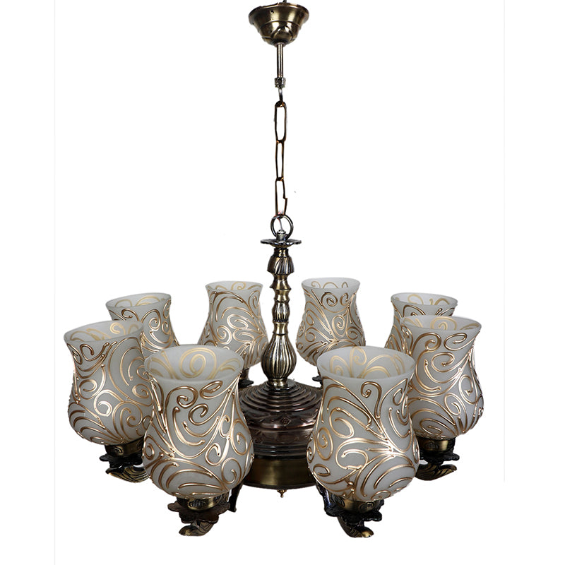 Buy Dila Vilona Mosaic Golden Antique Chandelier Ceiling Lamp from Vaaree