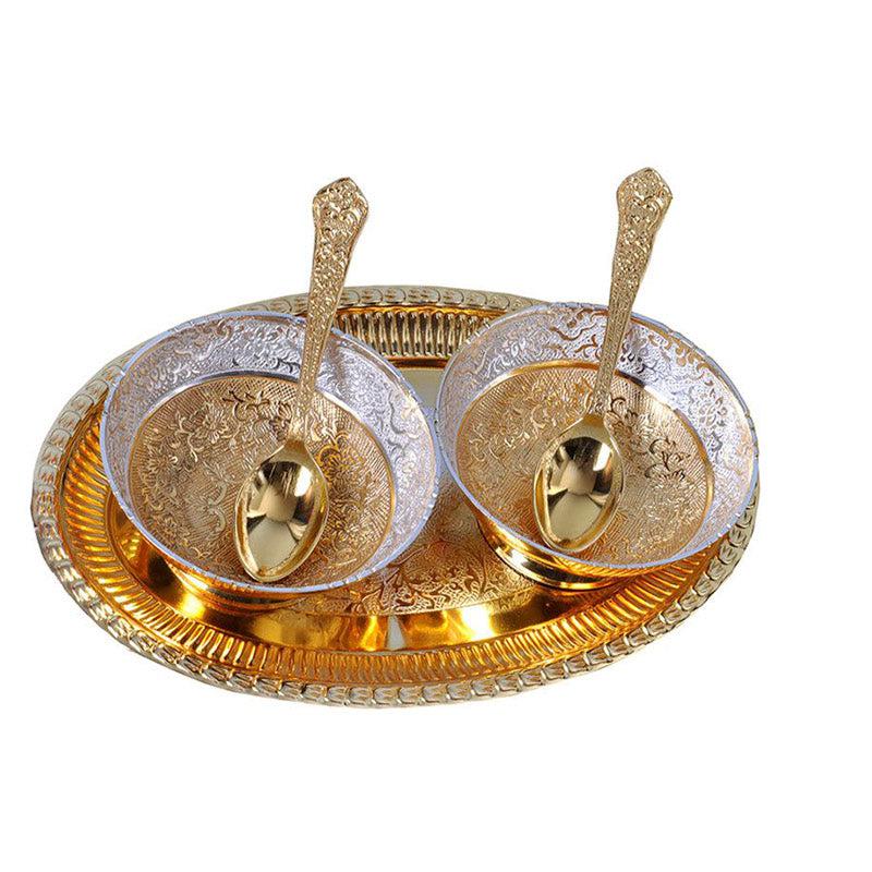 Buy Moti Silver Bowl With Spoon & Tray (100 ML) - Set Of Five Bowl from Vaaree