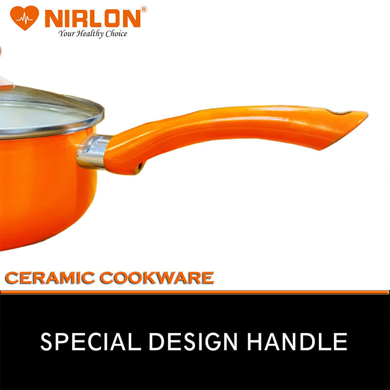 Buy Nirlon Orange Saucepan With Lid - 2200 ML/7 Inches Saucepan from Vaaree