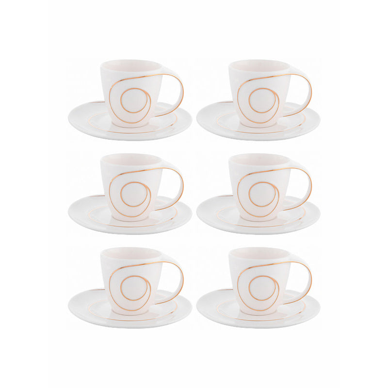 Buy Spiral Steam Gold Cup & Saucer (160 ML) - Twelve Piece Set Tea Cup & Saucer from Vaaree