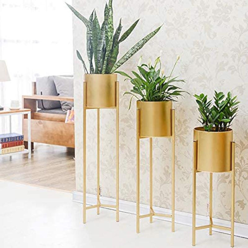 Buy Liva Metal Floor Planter - Set Of Three Pots & Planters from Vaaree