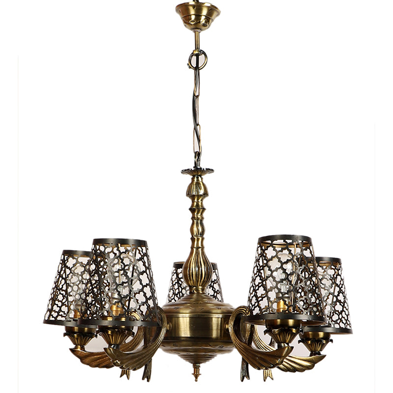 Buy Enva Etched Vistara Golden Antique Chandelier Ceiling Lamp from Vaaree