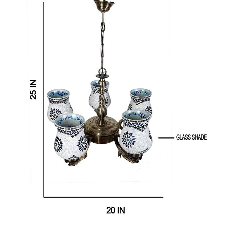 Buy Prita Vistara Mosaic Golden Antique Chandelier Ceiling Lamp from Vaaree