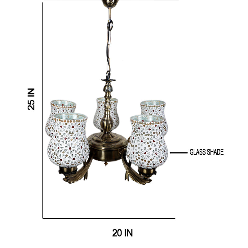 Buy Dinara Vistara Mosaic Golden Antique Chandelier Ceiling Lamp from Vaaree