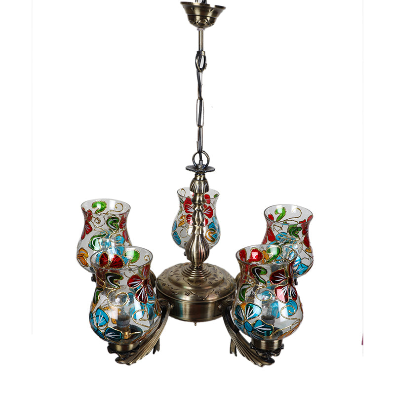 Buy Fumo Vistara Mosaic Golden Antique Chandelier Ceiling Lamp from Vaaree