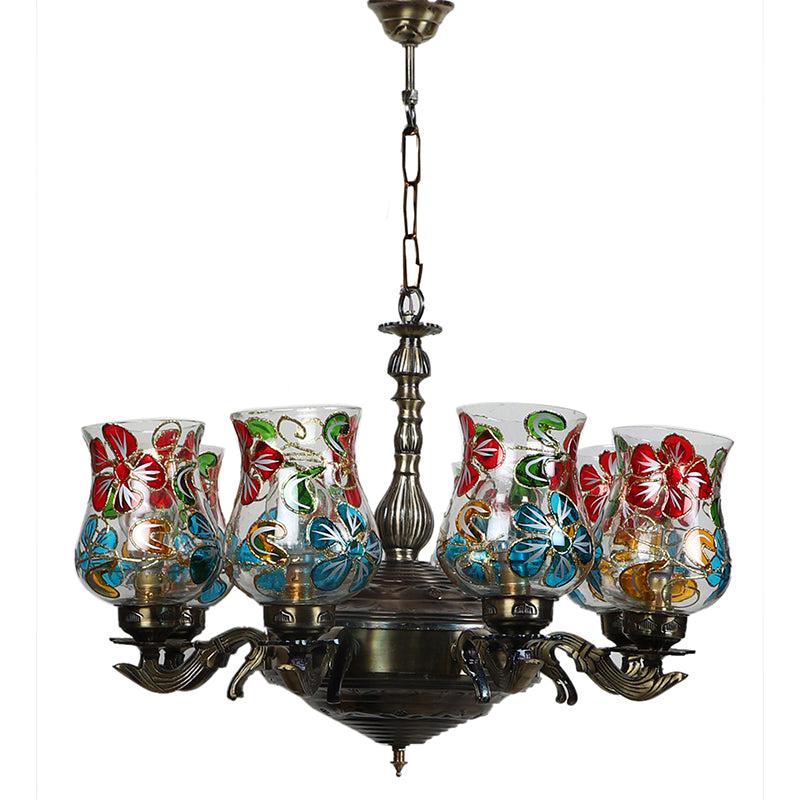 Buy Fumo Vilona Mosaic Golden Antique Chandelier Ceiling Lamp from Vaaree