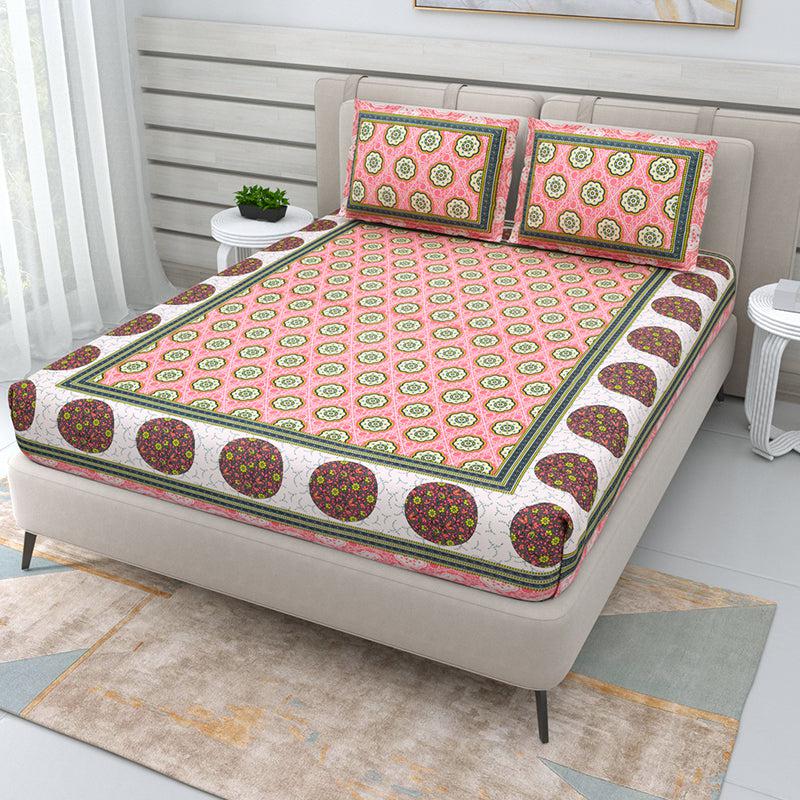 Buy Daya Ethnic Bedsheet - Peach Bedsheets from Vaaree