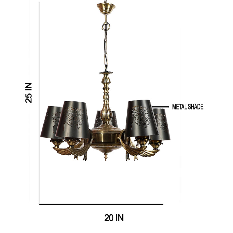 Ceiling Lamp - Candra Etched Vistara Golden Antique Chandelier