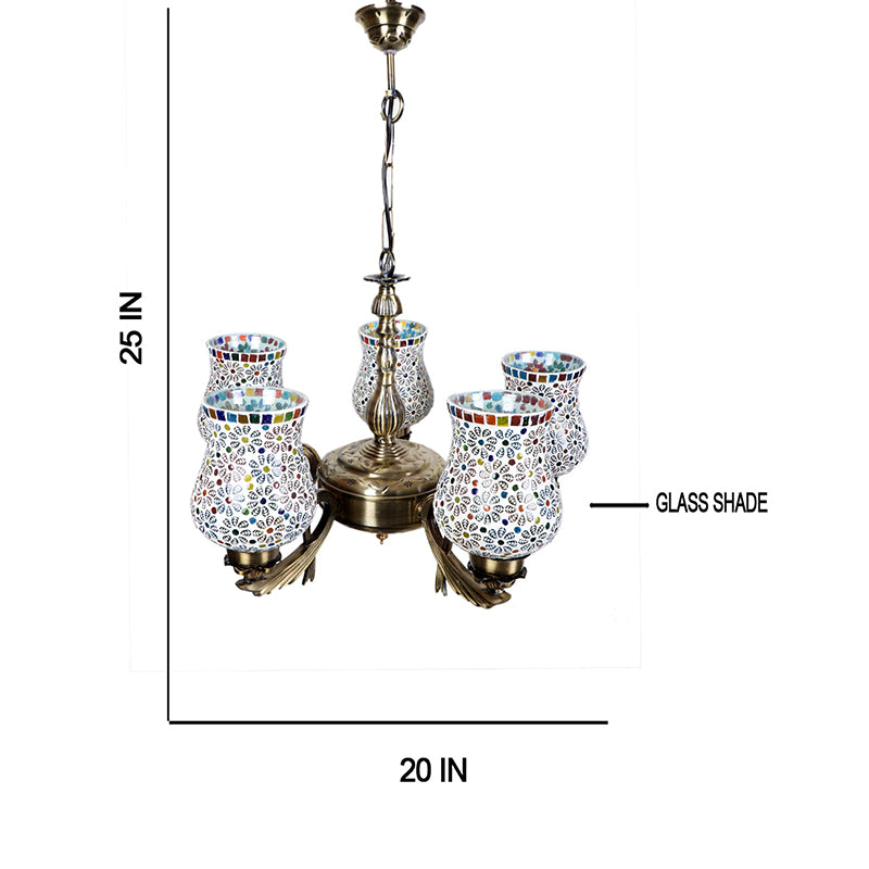 Buy Omra Vistara Mosaic Golden Antique Chandelier Ceiling Lamp from Vaaree