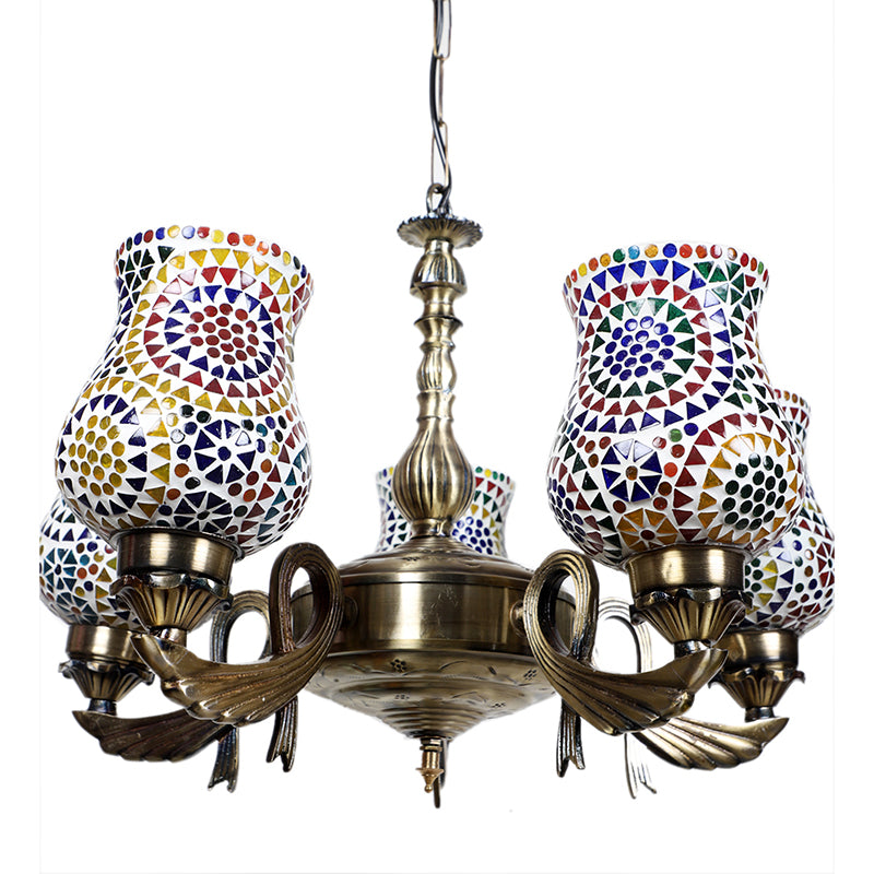 Ceiling Lamp - Elva Vistara Mosaic Golden Antique Chandelier