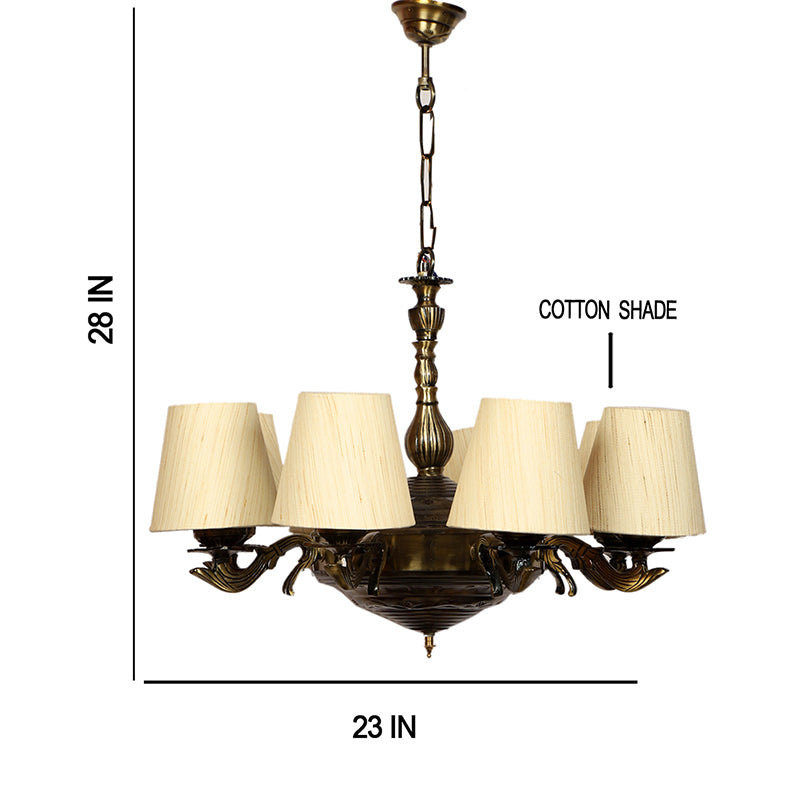 Buy Vilona Conical Golden Antique Chandelier - Off White Ceiling Lamp from Vaaree