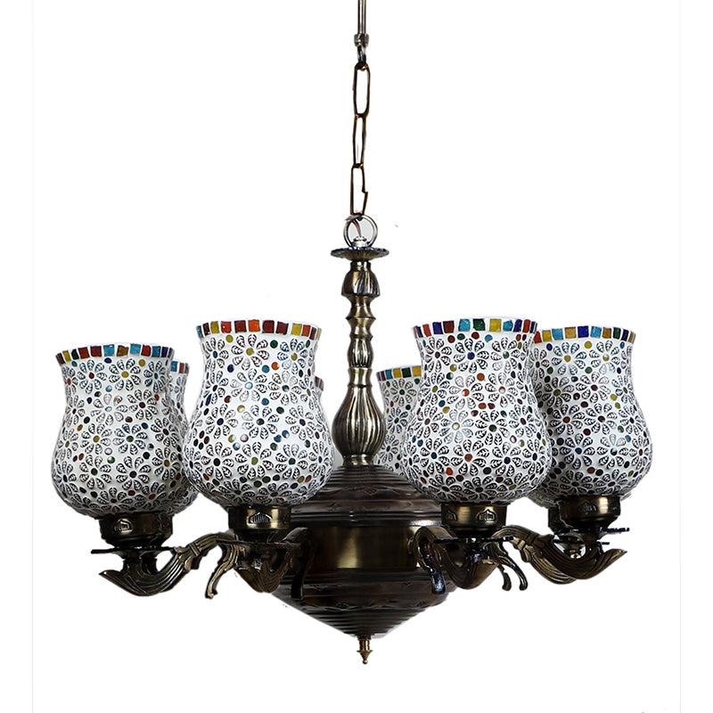 Buy Ervo Vilona Mosaic Golden Antique Chandelier Ceiling Lamp from Vaaree