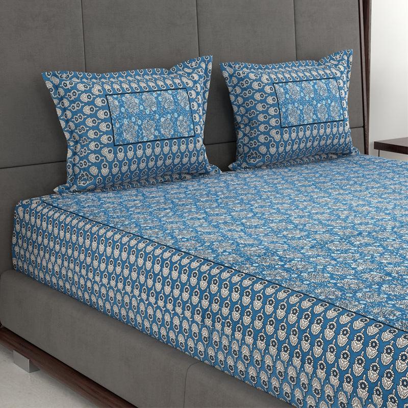 Buy Tuhin Ethnic Bedsheet - Blue Bedsheets from Vaaree