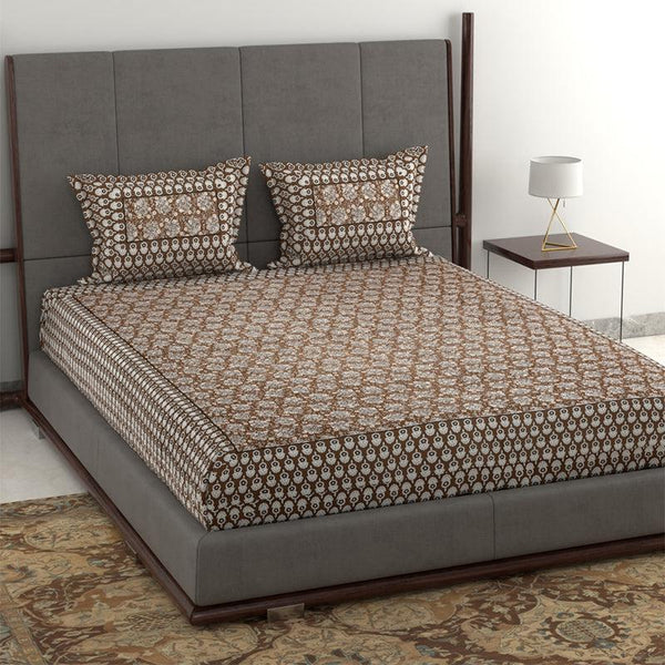 Buy Vidhu Printed Bedsheet - Brown Bedsheets from Vaaree