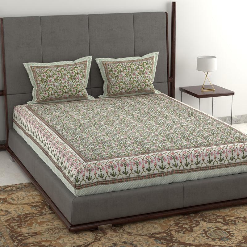 Buy Tridha Printed Bedsheet - Green Bedsheets from Vaaree