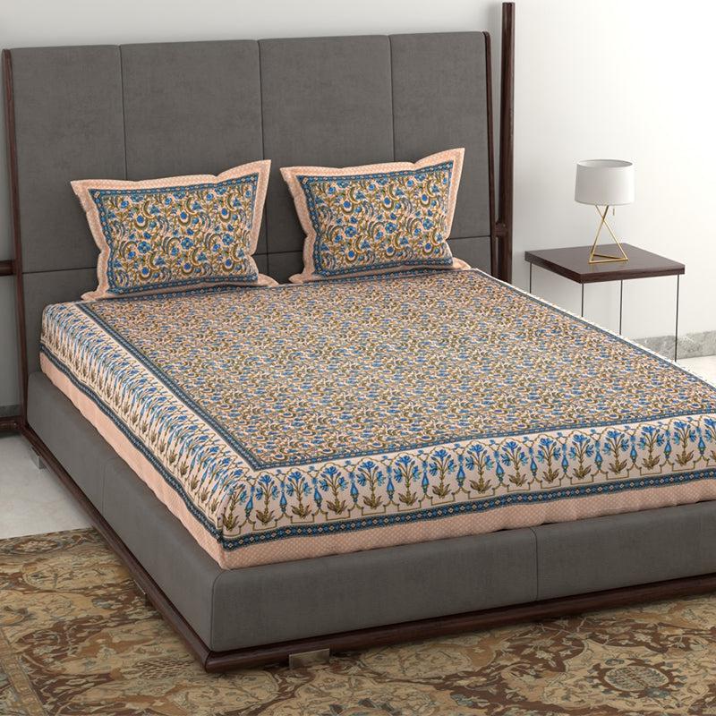 Buy Tridha Printed Bedsheet - Beige Bedsheets from Vaaree