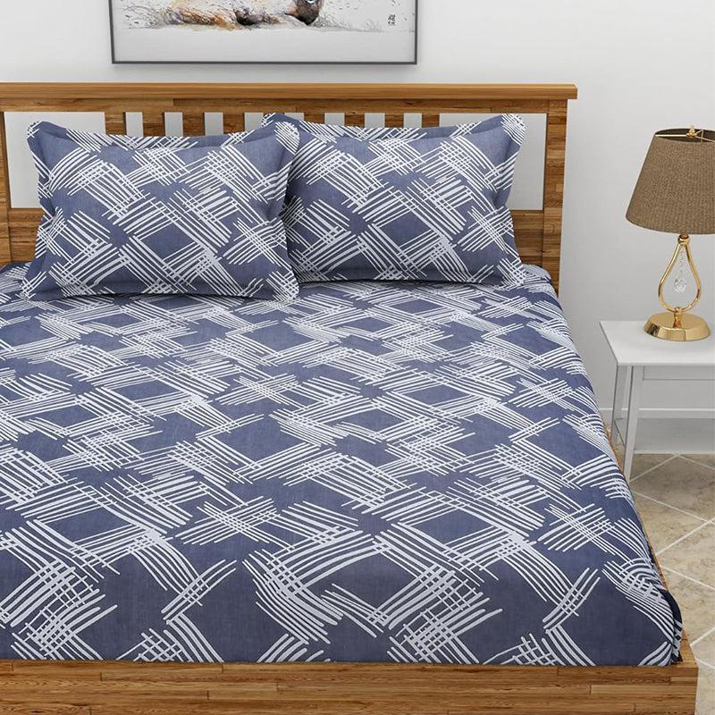 Buy Orson Abtract Bedsheet - Blue & Grey Bedsheets from Vaaree