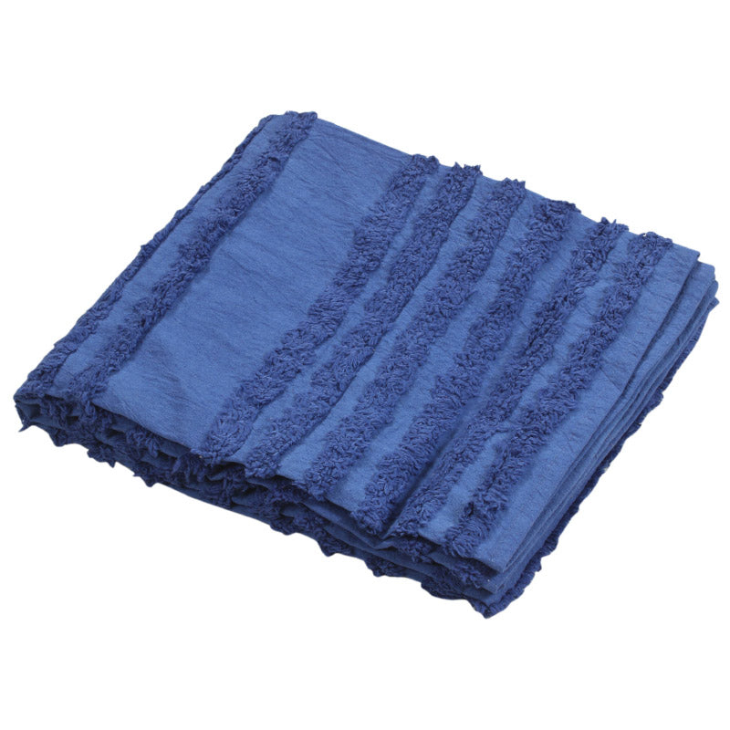 Buy Juniper Stripe Tufted Throw - Navy Blue Throws from Vaaree