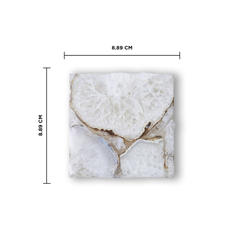 Coaster - Crystal Agate Coaster (White) - Set Of Two