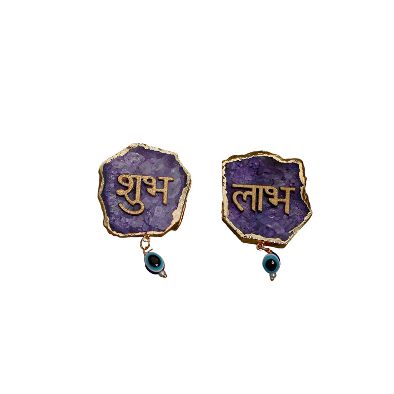 Buy Shub Labh Wall Accent (Purple) - Set Of Two Wall Accents from Vaaree