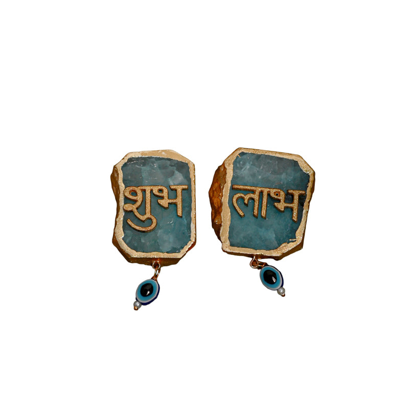 Wall Accents - Shub Labh Wall Accent (Turquoise) - Set Of Two