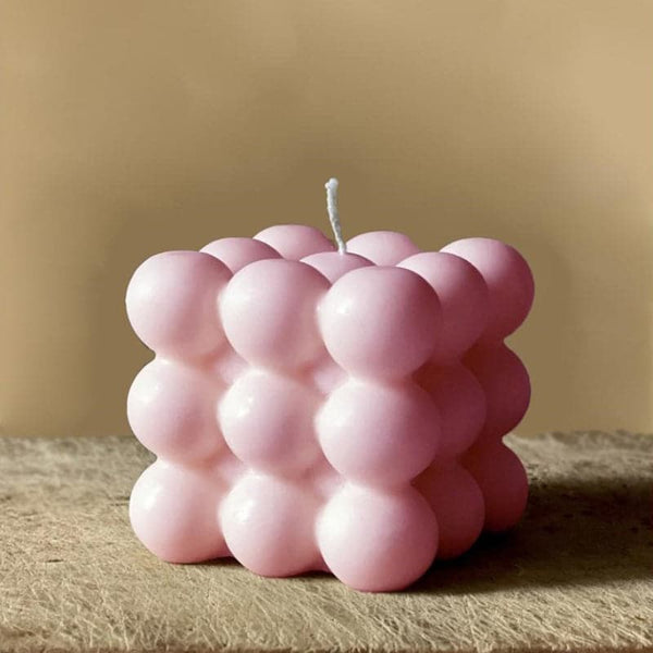 Buy Bubble Cube Soy Wax Candle (Pink) - Set Of Two Candles from Vaaree