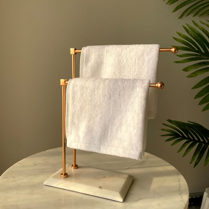 Buy Elita Hand Towel Stand - Antique Gold & White Accessories & Sets from Vaaree