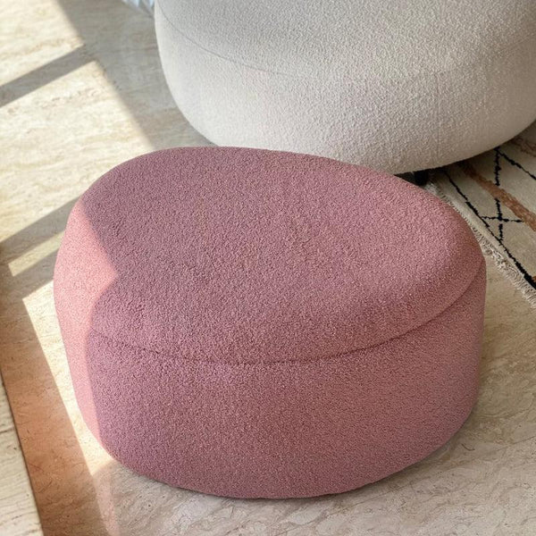 Buy Pebble Snuggle Boucle Pouffe With Storage - Pink Ottomans & Pouffe from Vaaree