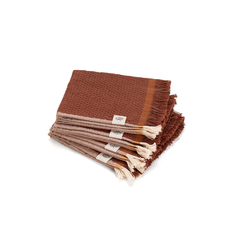 Buy Gamchha Terry Cotton Face Towel (Brown) - Set Of Four Hand & Face Towels from Vaaree