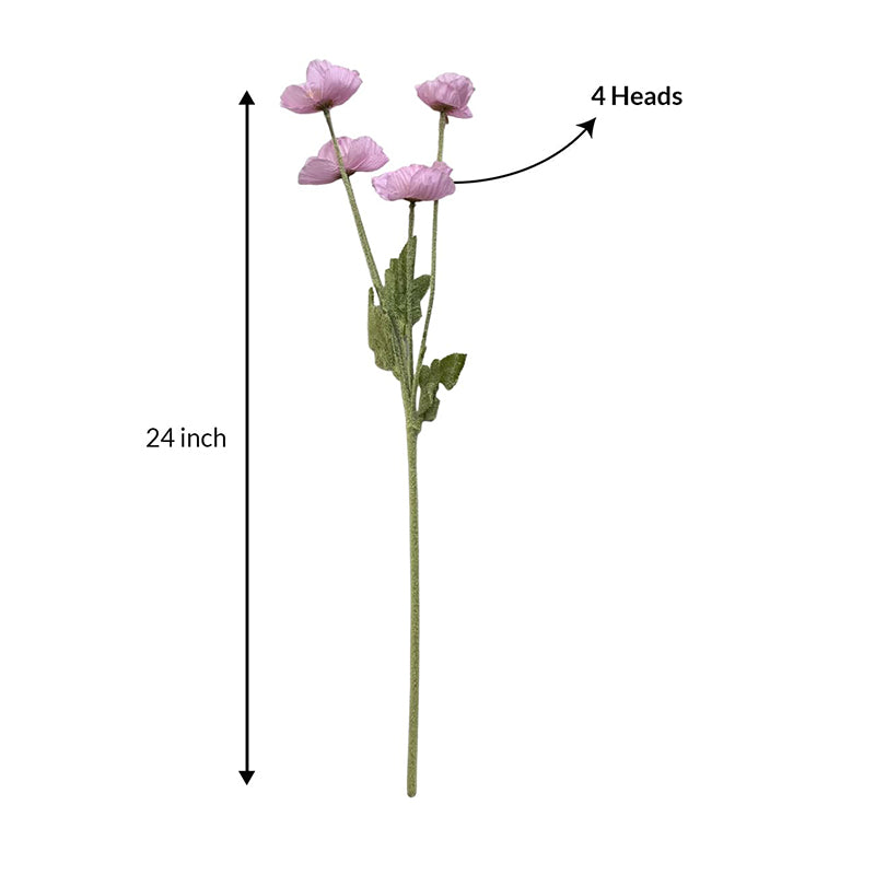 Buy Faux Iceland Poppy Rose Floral Bunch (Pink)- Set Of Four Artificial Flowers from Vaaree