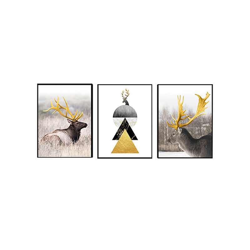 Wall Art & Paintings - Gilded Antler Wall Painting - Set Of Three