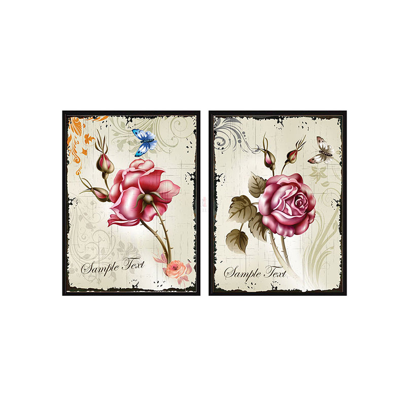 Wall Art & Paintings - Retro Rose Wall Painting - Set Of Two