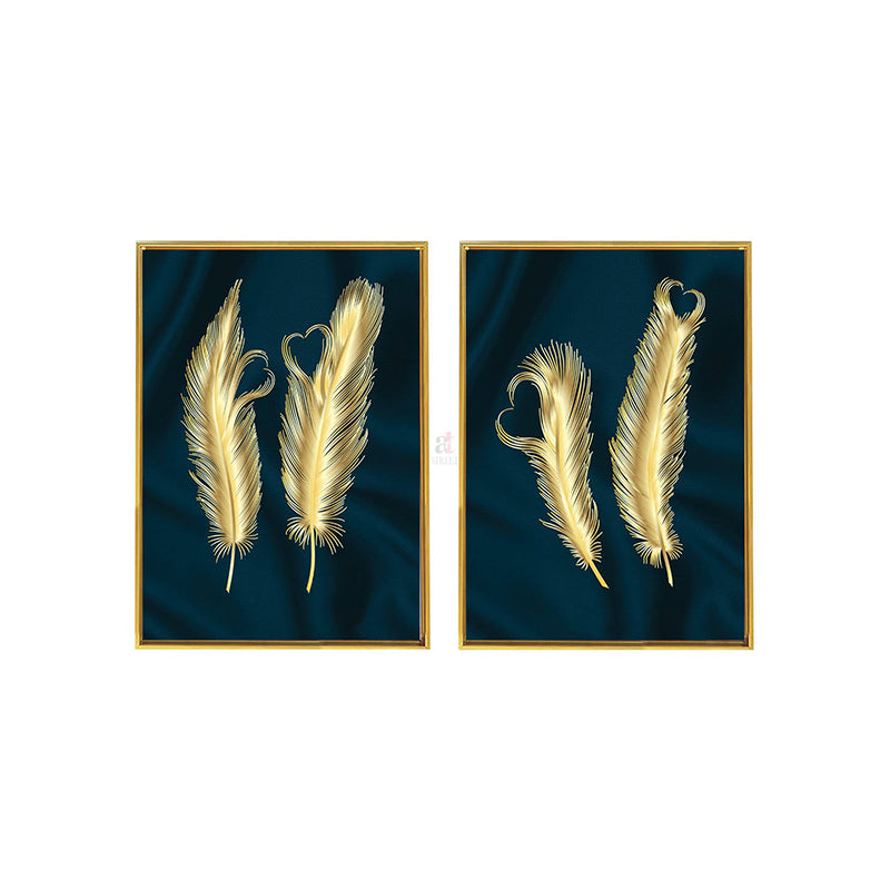 Wall Art & Paintings - Feather Lusture Wall Painting - Set Of Two