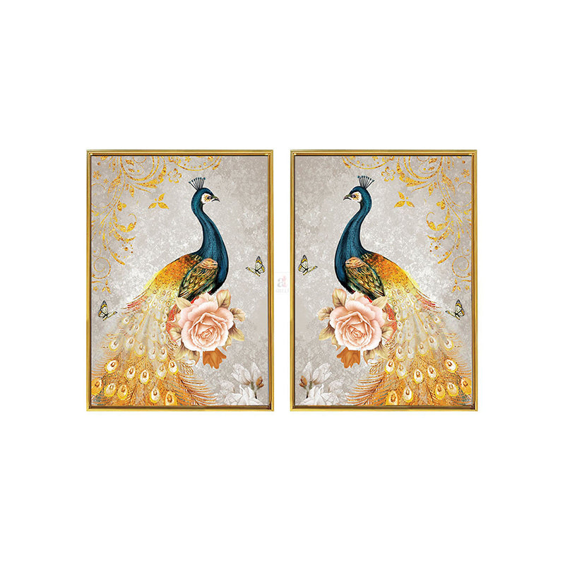 Wall Art & Paintings - Peacock Duo Dream Wall Painting - Set Of Two