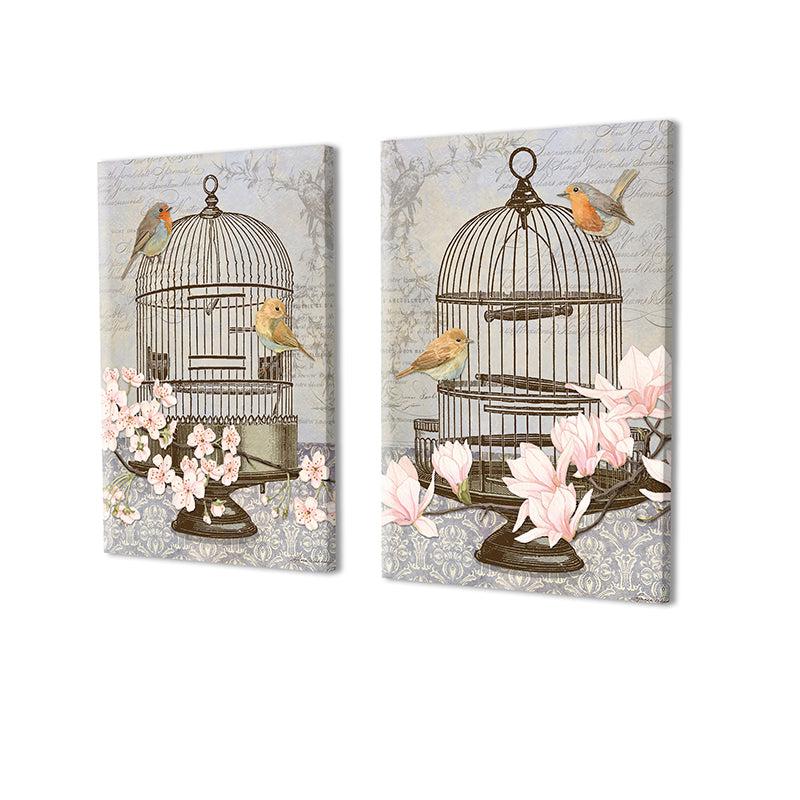 Buy Cage Chirp Wall Painting - Set Of Two Wall Art & Paintings from Vaaree