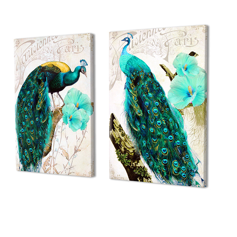 Wall Art & Paintings - Peacock Ponder Wall Painting - Set Of Two