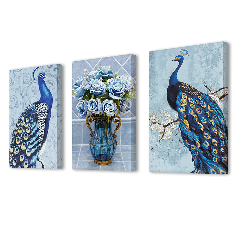 Wall Art & Paintings - Peacock Call Wall Painting - Set Of Three