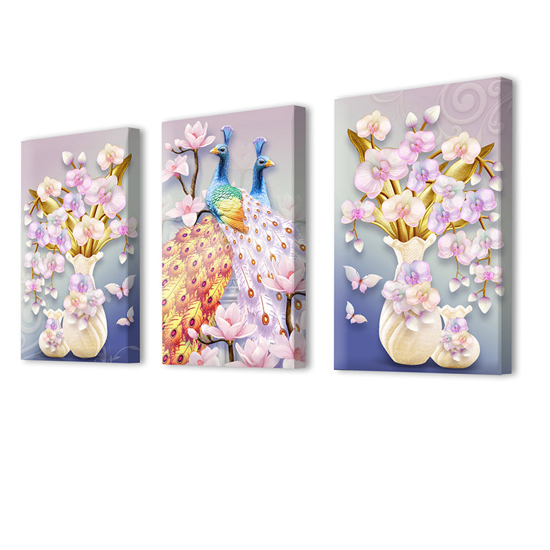 Wall Art & Paintings - Blossom Feather Wall Painting - Set Of Three