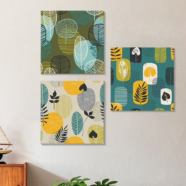 Wall Art & Paintings - Jungle Stamp Wall Painting - Set Of Three