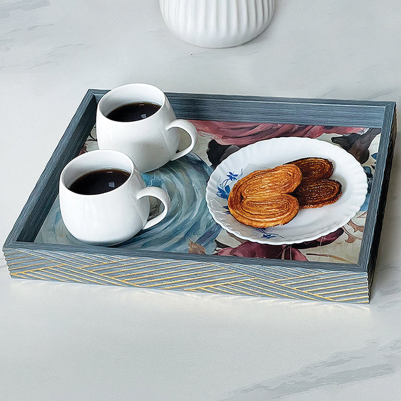 Serving Tray - Rio Glaze Wooden Tray - Blue