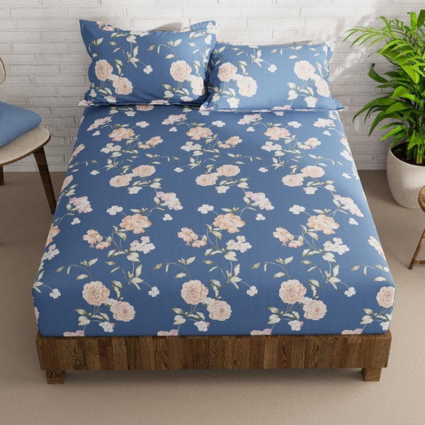 Buy Fiera Blue Floral Bedsheet Bedsheets from Vaaree