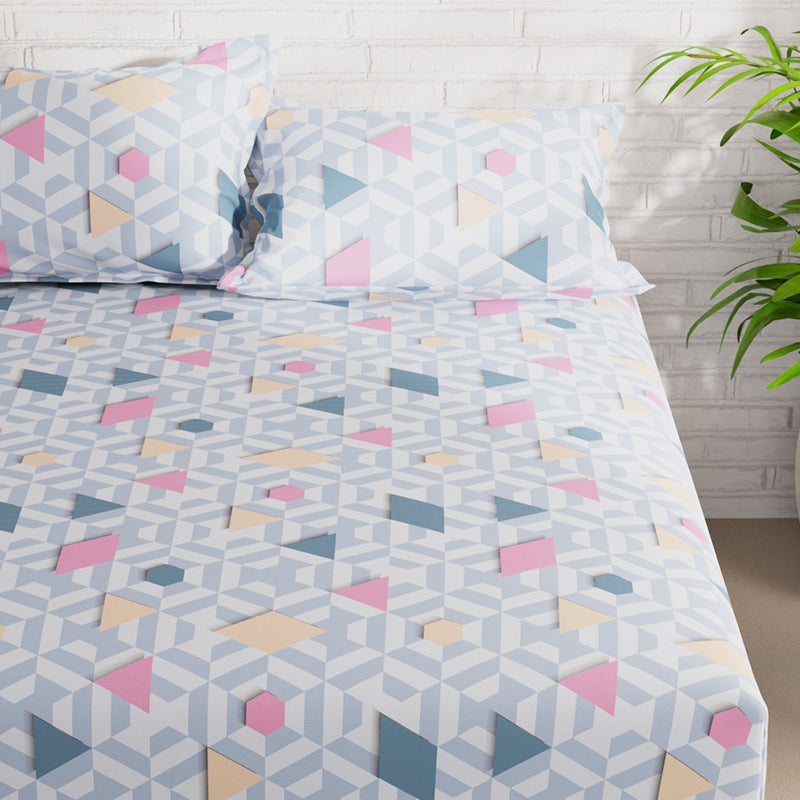 Buy Draco Geometric Bedsheet - Blue Bedsheets from Vaaree